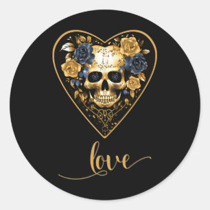 Liefde Rozen Schedel Voor Valentijn Liefde Rots Vo Ronde Sticker