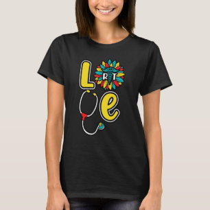 Liefde RT Stethoscoop Zonnebloem Ademhalingstherap T-shirt