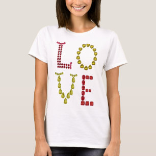 Liefde – Ruby en Gele Citrien Edelsteen Lettering T-shirt