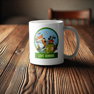 Liefde Running Funny Woodland Animal Race Cartoon Koffiemok