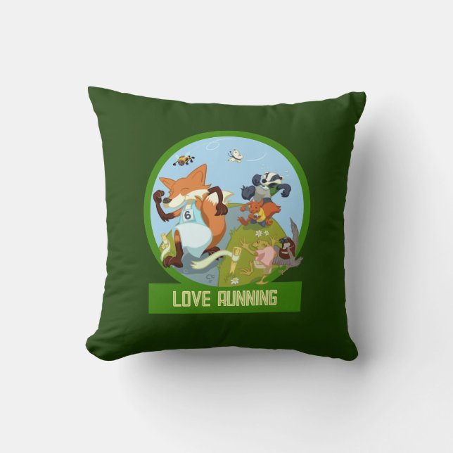 Liefde Running Funny Woodland Animal Race Cartoon Kussen (Voorkant)