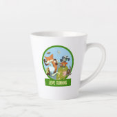 Liefde Running Funny Woodland Animal Race Cartoon Latte Mok (Rechts)