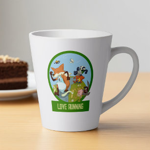 Liefde Running Funny Woodland Animal Race Cartoon Latte Mok