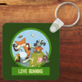 Liefde Running Funny Woodland Animal Race Cartoon Sleutelhanger (Achterkant)
