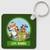 Liefde Running Funny Woodland Animal Race Cartoon Sleutelhanger (Achterkant)