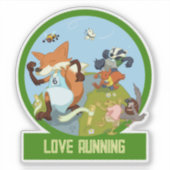 Liefde Running Funny Woodland Animal Race Cartoon Sticker (Voorkant)