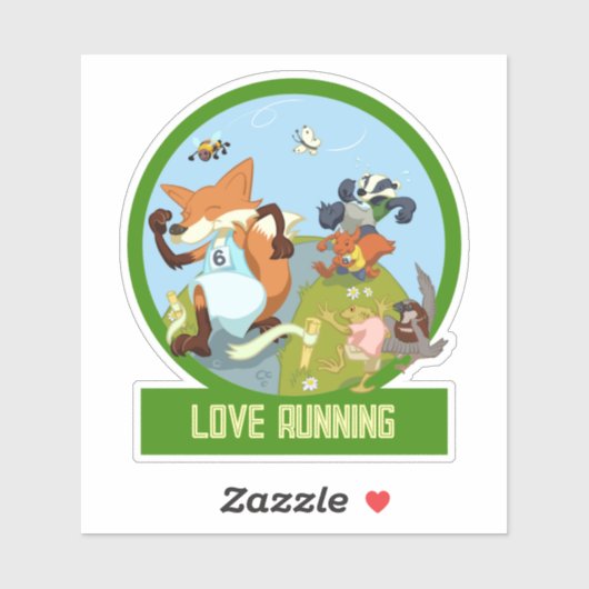 Liefde Running Funny Woodland Animal Race Cartoon Sticker (Vel)