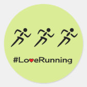 Liefde running hashtag slogan groen ronde sticker (Voorkant)
