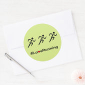 Liefde running hashtag slogan groen ronde sticker (Envelop)