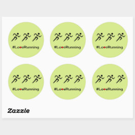 Liefde running hashtag slogan groen ronde sticker