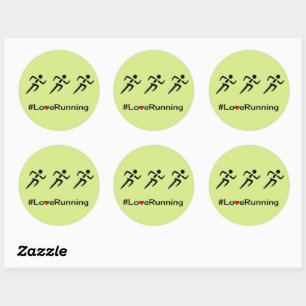 Liefde running hashtag slogan groen ronde sticker