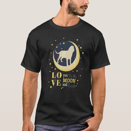 Liefde Saint Hubert's hond bloedhond naar de maan T-shirt (Voorkant)