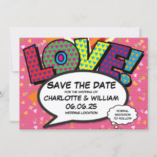 LIEFDE Save the Date Leuk Retro Strip Pop Art