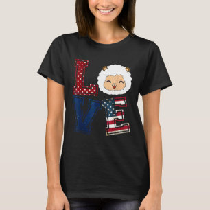 LIEFDE Schaap Gezicht Amerikaanse Vlag Patriottisc T-shirt