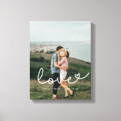 Liefde schattig grillig script paar foto canvas afdruk (Voorkant)