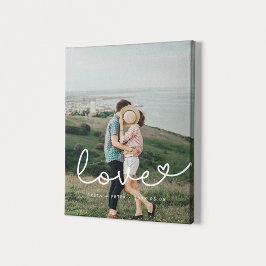 Liefde schattig grillig script paar foto canvas afdruk