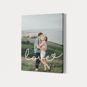 Liefde schattig grillig script paar foto canvas afdruk