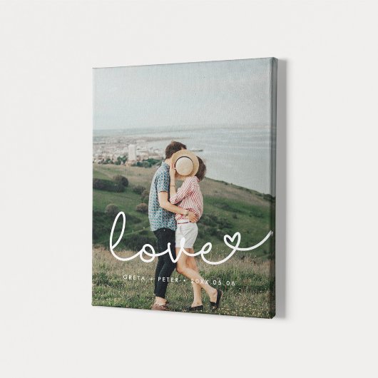 Liefde schattig grillig script paar foto canvas afdruk