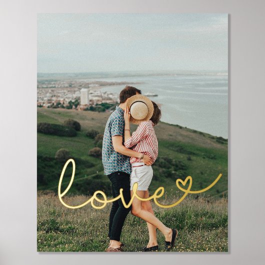Liefde schattig whimsical script koppel foto goud folie afdrukken (Voorkant)