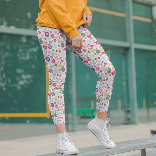 Liefde Schattige Kleurrijke Hart Buttonnen Valenti Leggings