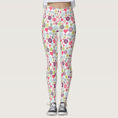 Liefde Schattige Kleurrijke Hart Buttonnen Valenti Leggings (Voorkant)