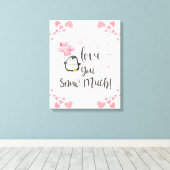 Liefde - Schattigee Kinder pinguïn gepersonaliseer Canvas Afdruk (Insitu (Houten vloer))