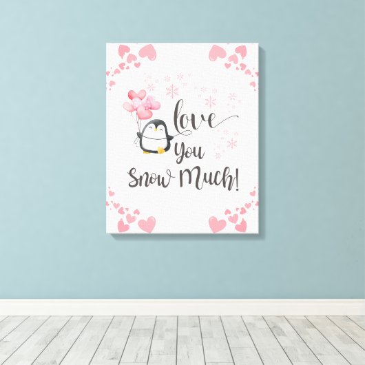 Liefde - Schattigee Kinder pinguïn gepersonaliseer Canvas Afdruk (Insitu (Houten vloer))