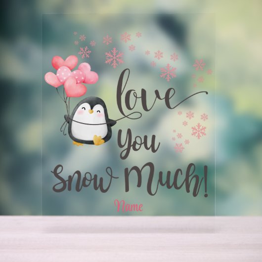 Liefde - Schattigee Valentijn Pinguïn Gepersonalis Acryl Bord (Neutraal)