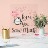 Liefde - Schattigee Valentijn Pinguïn Gepersonalis Acryl Bord (Huwelijk)