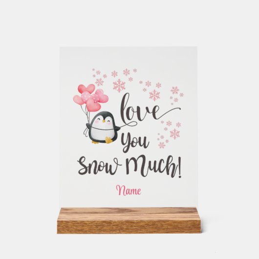Liefde - Schattigee Valentijn Pinguïn Gepersonalis Acryl Bord (Voorkant)