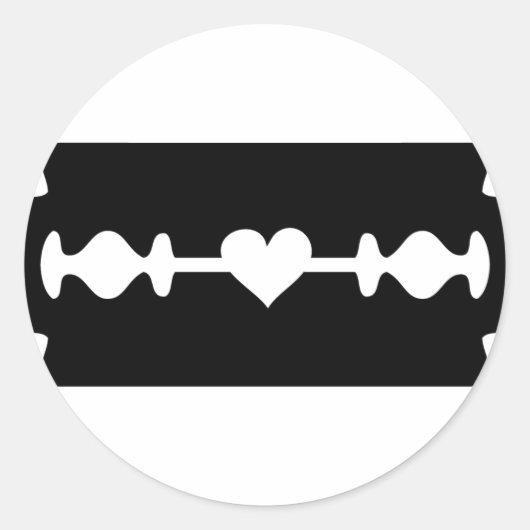 Liefde scheermes hart ronde sticker (Voorkant)