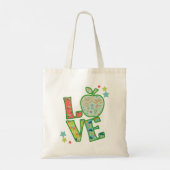 Liefde School Appel, Terug naar School Getrokken Tote Bag (Achterkant)