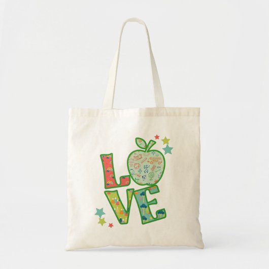 Liefde School Appel, Terug naar School Getrokken Tote Bag (Voorkant)