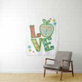 Liefde Schoolappel, Terug naar School Getekend Wandkleed (In situ)