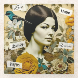 Liefde, Schoonheid, Inspireren, Droom en Hoop  Lad Glazen Onderzetter