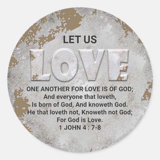 Liefde Schrift Verse 1 Johannes 4:7-8 Ronde Sticker (Voorkant)