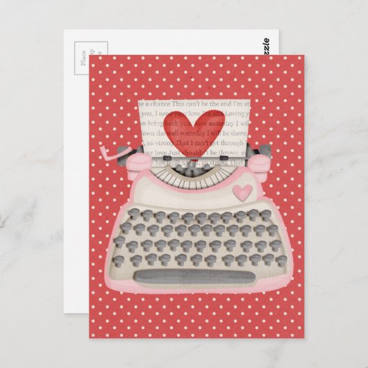 Liefde schrijfmachine briefkaart (Voorkant / Achterkant)
