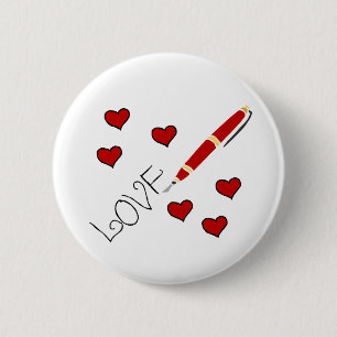 Liefde (schrijven) ronde button 5,7 cm