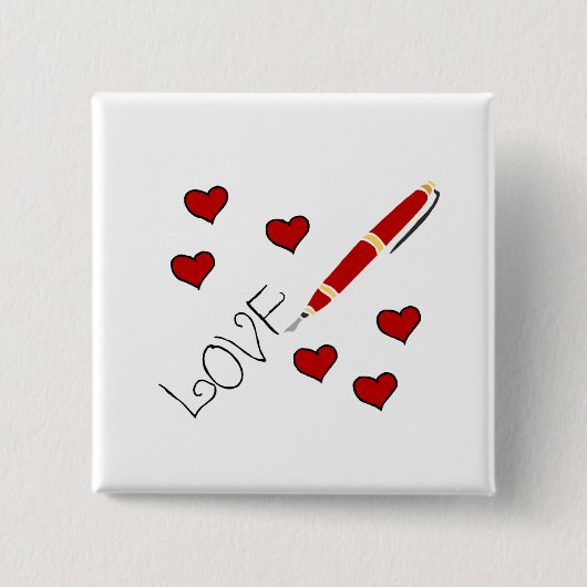 Liefde (schrijven) vierkante button 5,1 cm (Voorkant)
