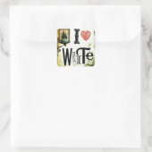 Liefde schrijven vierkante sticker (Tas)