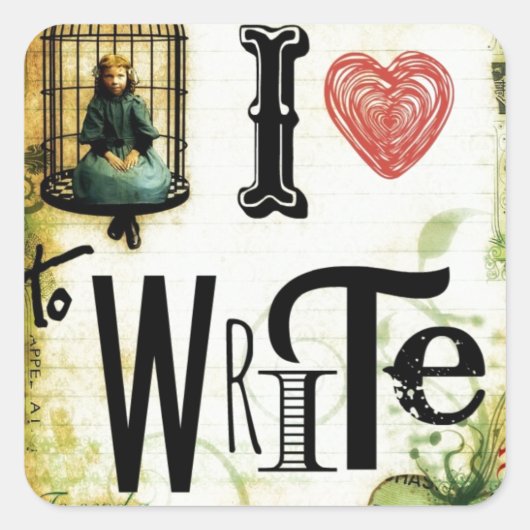 Liefde schrijven vierkante sticker (Voorkant)