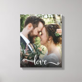 Liefde Script Bruiloft Foto Canvas Print (Voorkant)