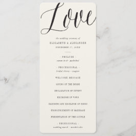 Liefde Script Calligraphy Geometric Classic Weddin Programmakaart