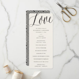 Liefde Script Calligraphy Geometric Classic Weddin Programmakaart