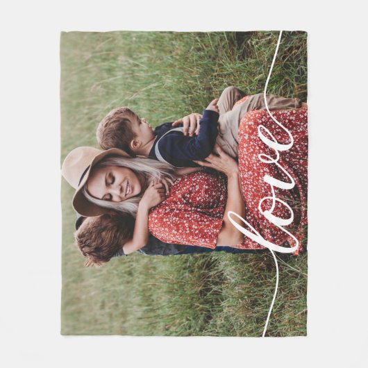 "Liefde" Script gepersonaliseerde familie foto dek Fleece Deken (Voorkant)