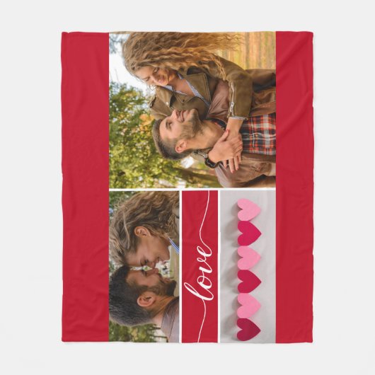 "Liefde" Script gepersonaliseerde fotocollage flee Fleece Deken (Voorkant)