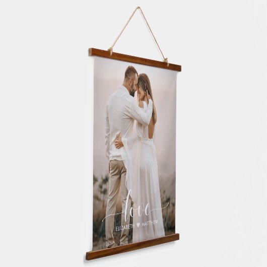 Liefde Script Handgeschreven persoonlijke bruiloft Hangend Wandkleed (Gebogen)