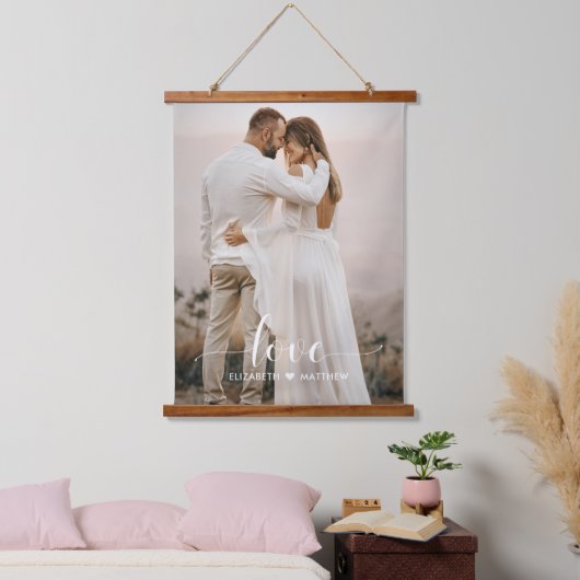 Liefde Script Handgeschreven persoonlijke bruiloft Hangend Wandkleed (Slaapkamer)