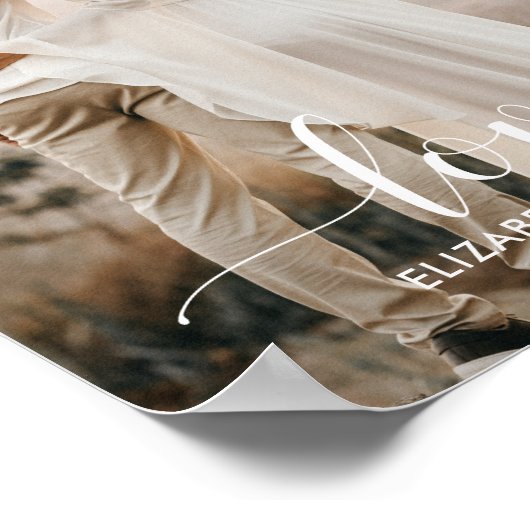 Liefde Script Handgeschreven persoonlijke bruiloft Poster (Hoek)