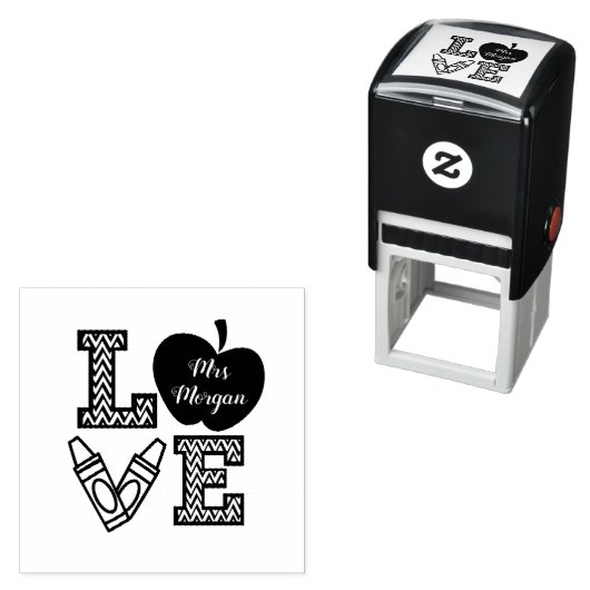 Liefde script monogram leraar Rubber Stamp Zelfinktende Stempel (In situ)
